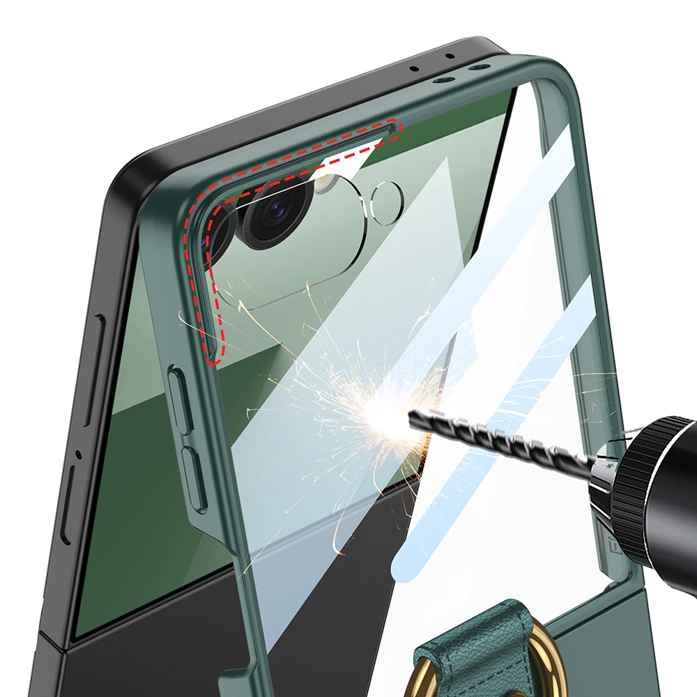 Galaxy Z Flip 7 Kılıf M-safe Şarj Özellikli Zore Kıpta Yüzüklü Flip Sert Kapak