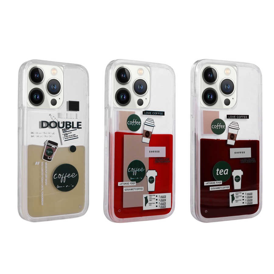 iPhone 12 Pro Max Desenli Sıvılı Zore Drink Silikon