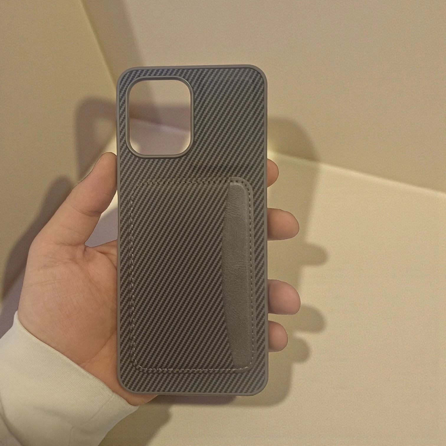 Xiaomi Redmi 12 Uyumlu Rona MagCarbon Fiber Doku Manyetik Kılıf + Kartlık Cüzdan