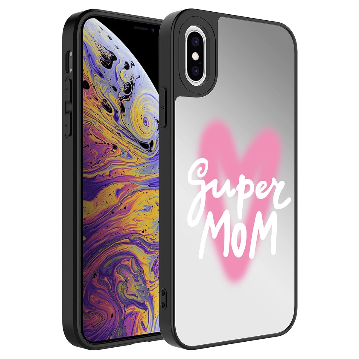 iPhone X Aynalı Desenli Kamera Korumalı Parlak Zore Mirror Kapak