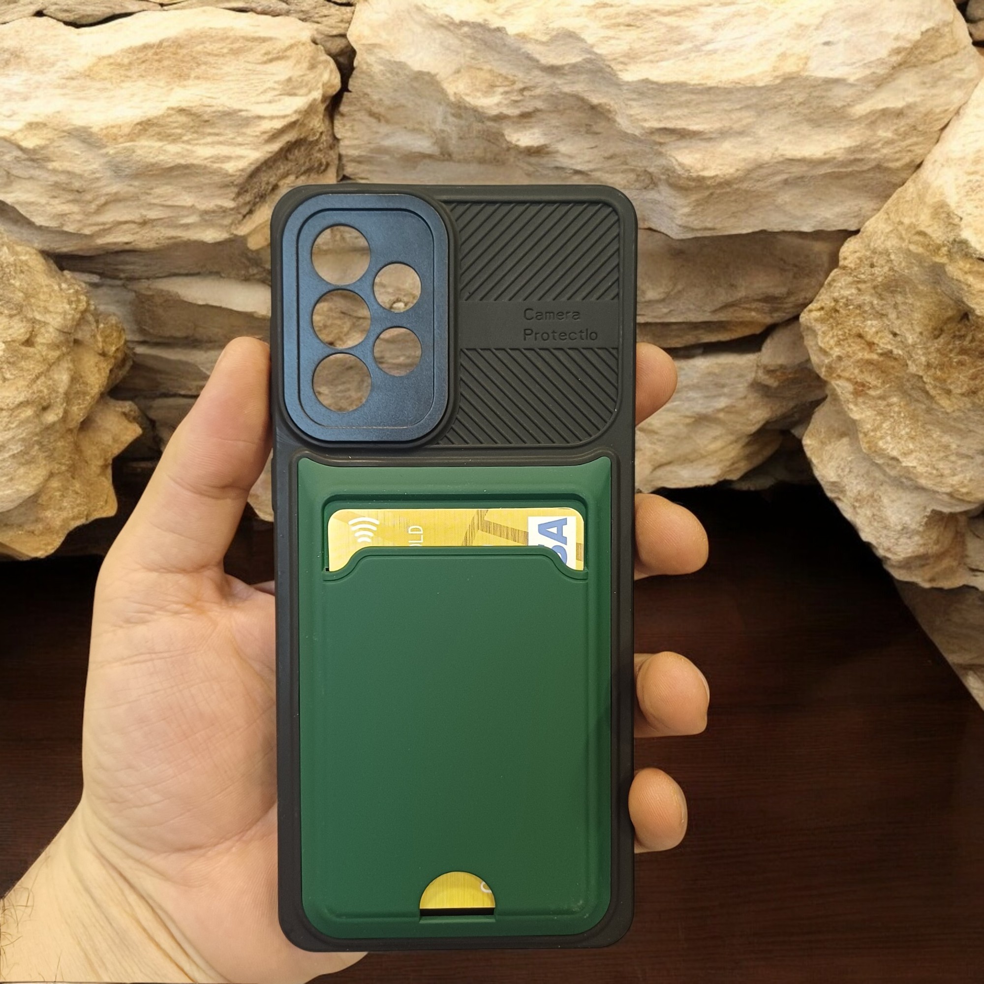 Samsung Galaxy A53 Uyumlu Kamera Korumalı Kartlıklı Kılıf(Çıkarılabilir Kamera Koruma)