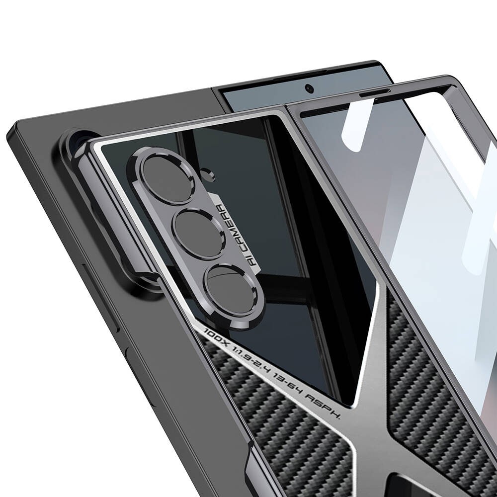 Galaxy Z Fold 6 Ultra İnce Kamera Korumalı PC + Karbon Arka Yüzey Zore X-Pro