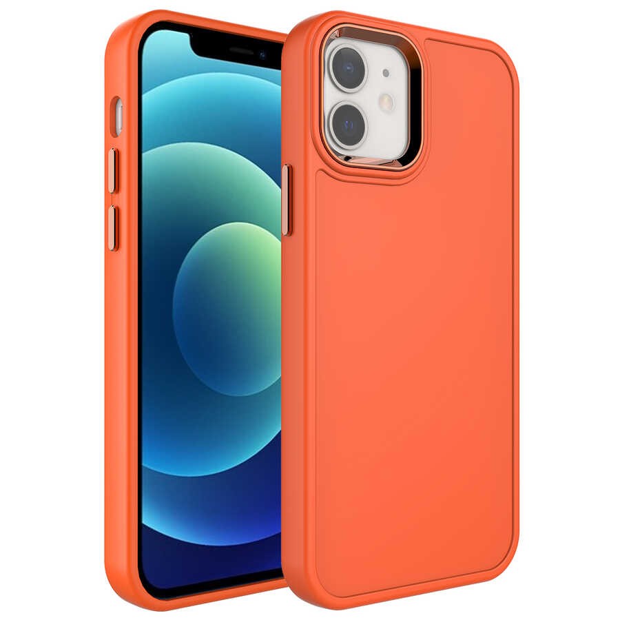 iPhone 12 Metal Çerçeve ve Buton Tasarımlı Sert Zore Botox