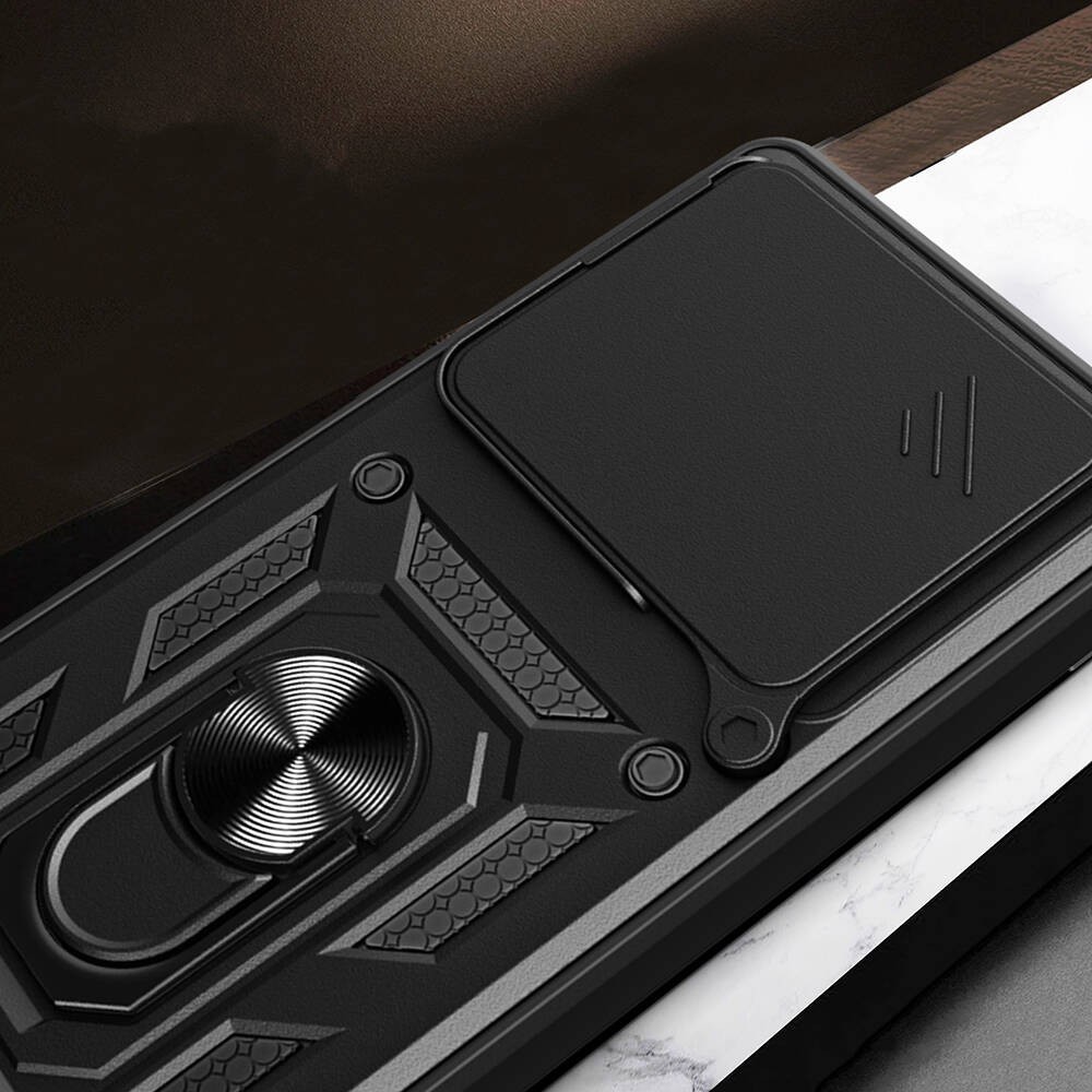 Xiaomi Redmi 13 4G Kılıf Magnetik Standlı Kamera Korumalı Zore Sürgülü Vega Kılıf