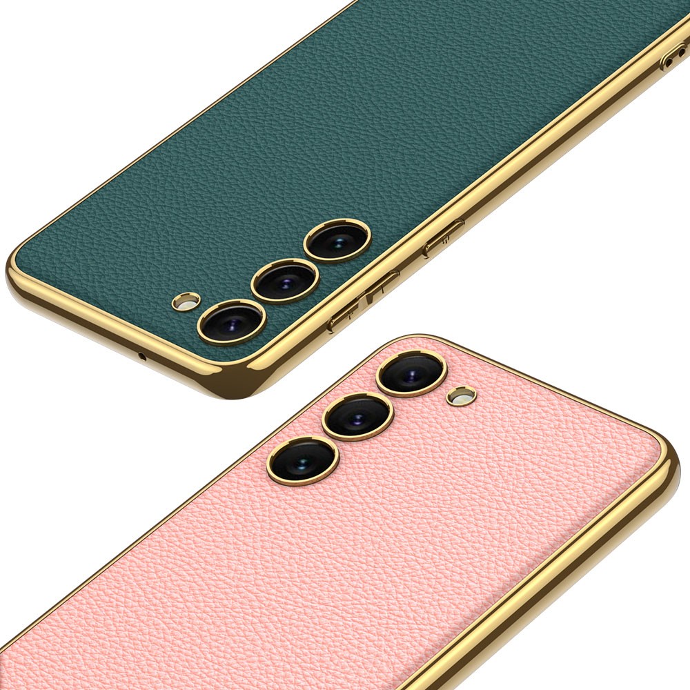 Galaxy S23 Plus Deri Görünümlü Kenarları Elektroplating Kaplama Zore Fizyon