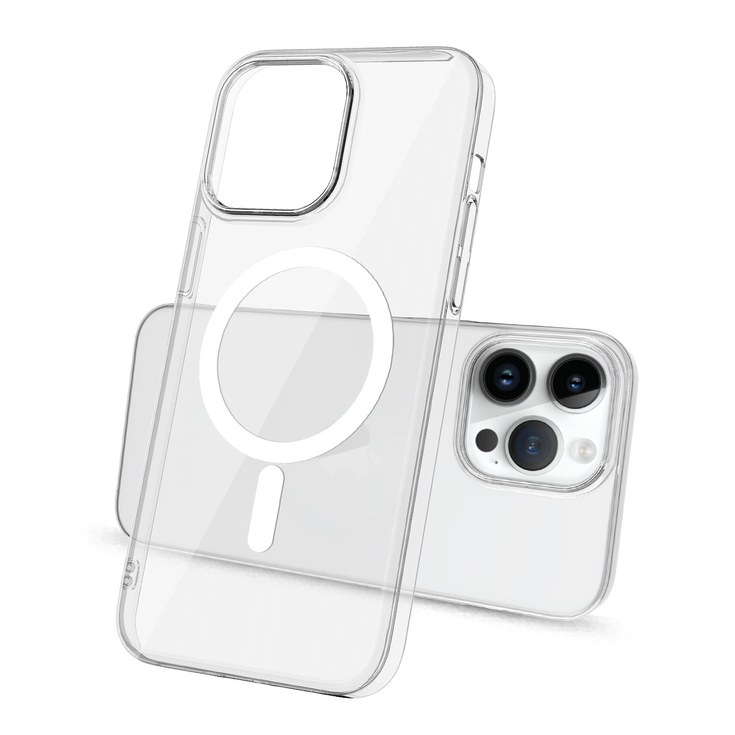 iPhone 14 Pro Kılıf Zore Wireless Şarj Özellikli Şeffaf Tek Kamera Çerçeveli Porto Kılıf