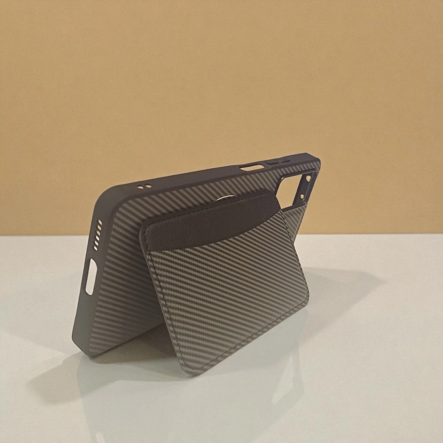 Xiaomi Redmi Note 11 Pro Uyumlu Rona MagCarbon Fiber Doku Manyetik Kılıf + Kartlık Cüzdan