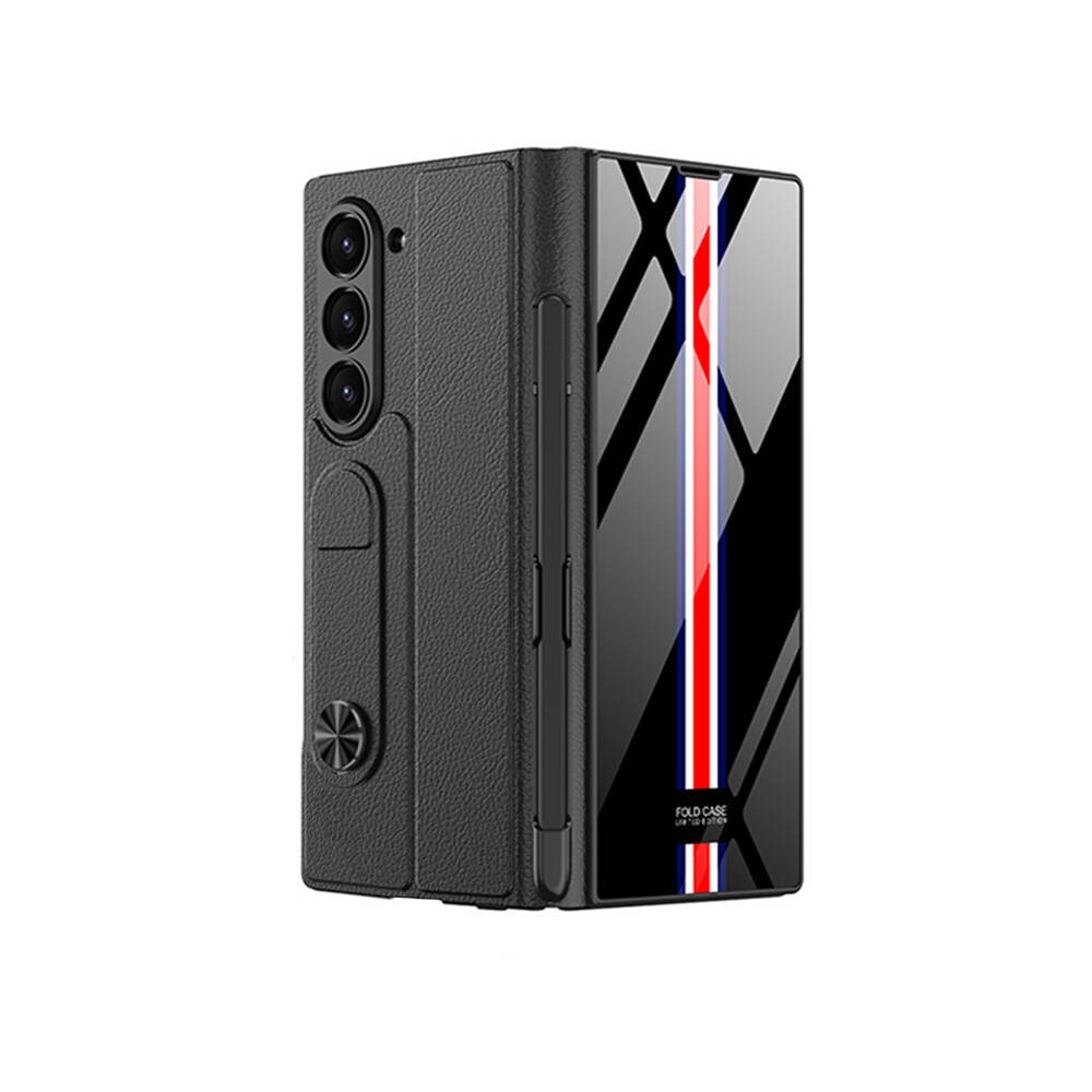 Galaxy Z Fold 6 Case with Camera Protection, Card Holder, Pen Compartment, Zore K谋pta Striped Droga Case