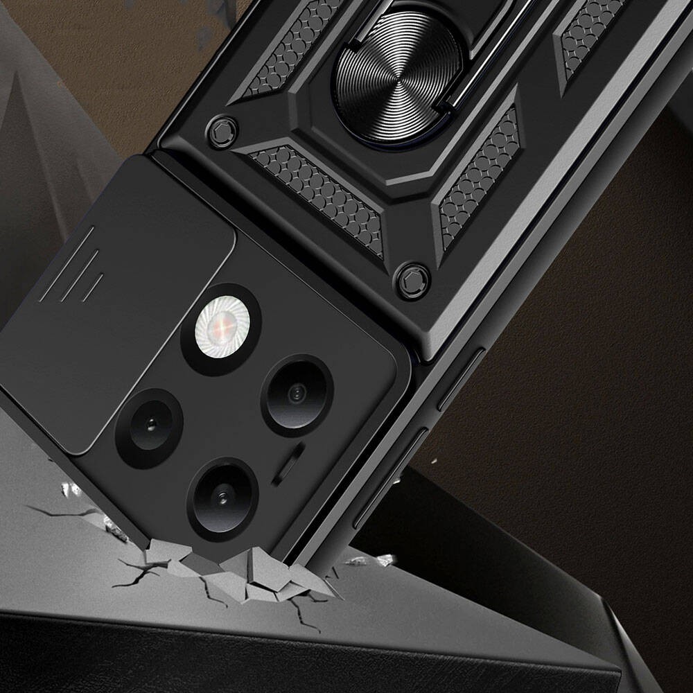Xiaomi Redmi Note 13 4G Kılıf Magnetik Standlı Kamera Korumalı Zore Sürgülü Vega Kılıf