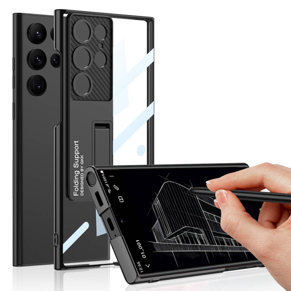Galaxy S24 Ultra Kamera Korumalı Şeffaf Tasarımlı Zore Lego Standlı