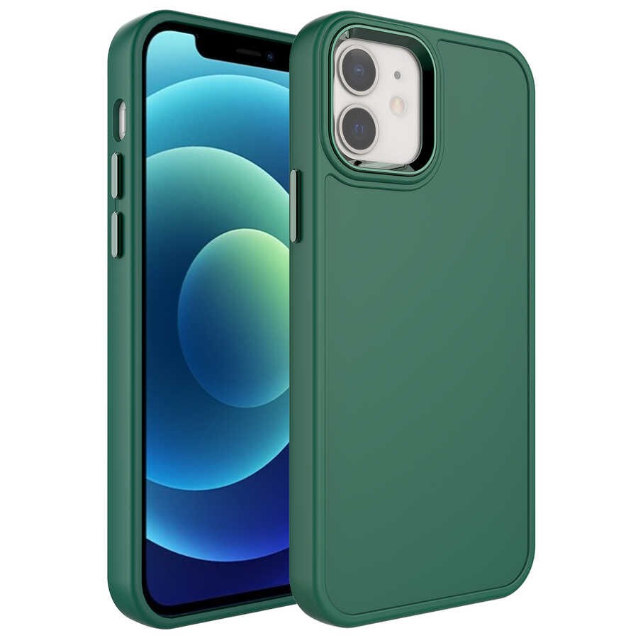 iPhone 12 Pro Metal Çerçeve ve Buton Tasarımlı Sert Zore Botox