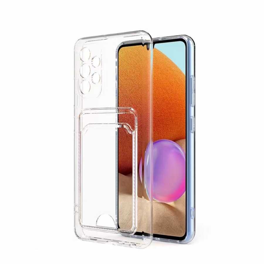 Galaxy A52 Kartlıklı Şeffaf Zore Setra Clear Silikon Kılıf