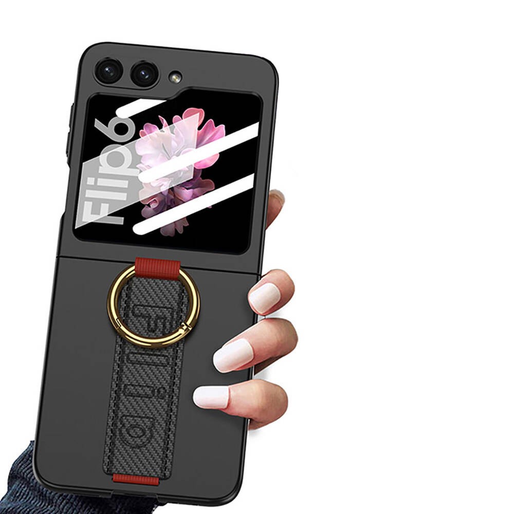 Galaxy Z Flip 6 Kamera Korumalı Yüzüklü Karbon Tasarımlı Zore Flip Ring Kıpta
