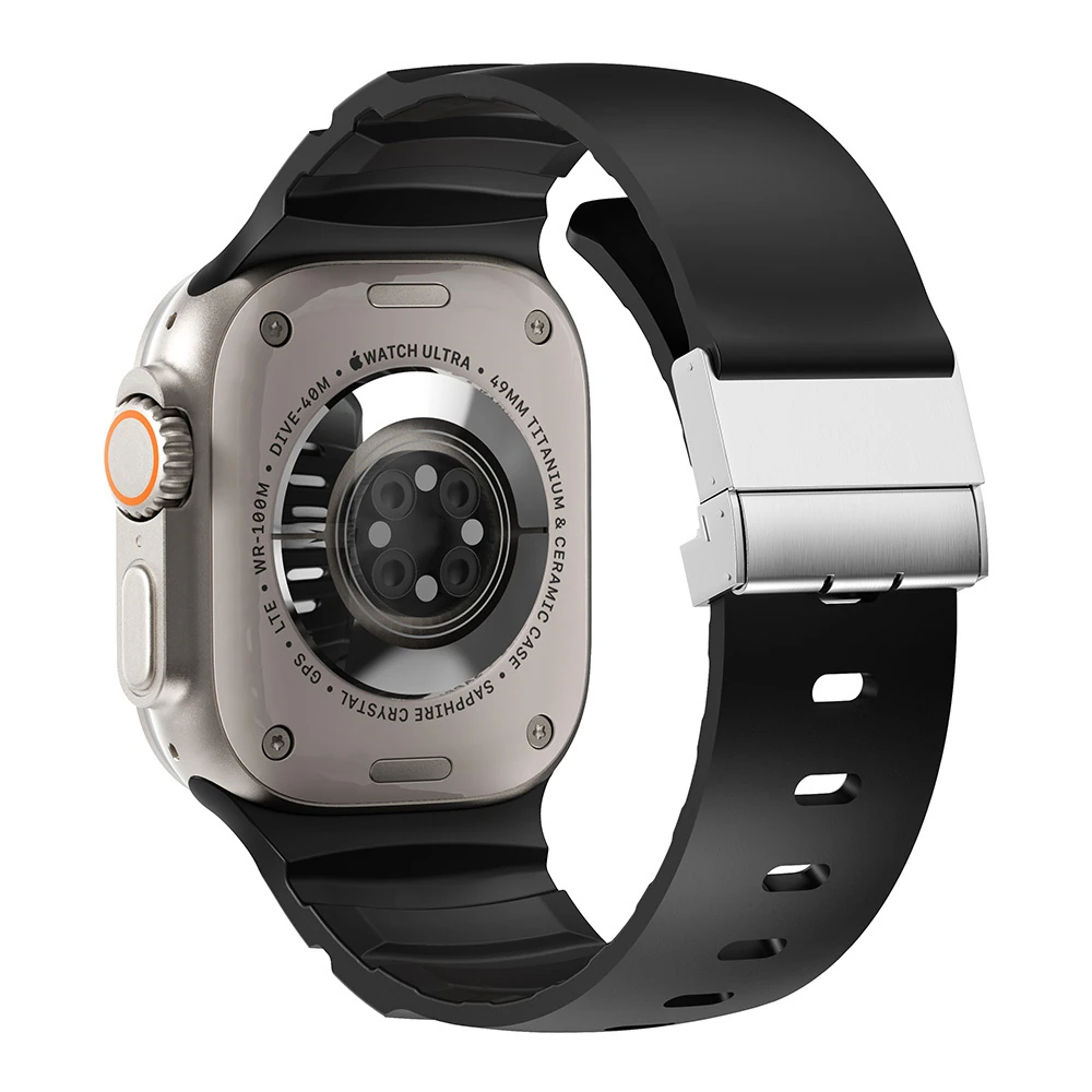 Apple Watch 44mm Zore KRD-145 Metal Tokalı Silikon Kordon