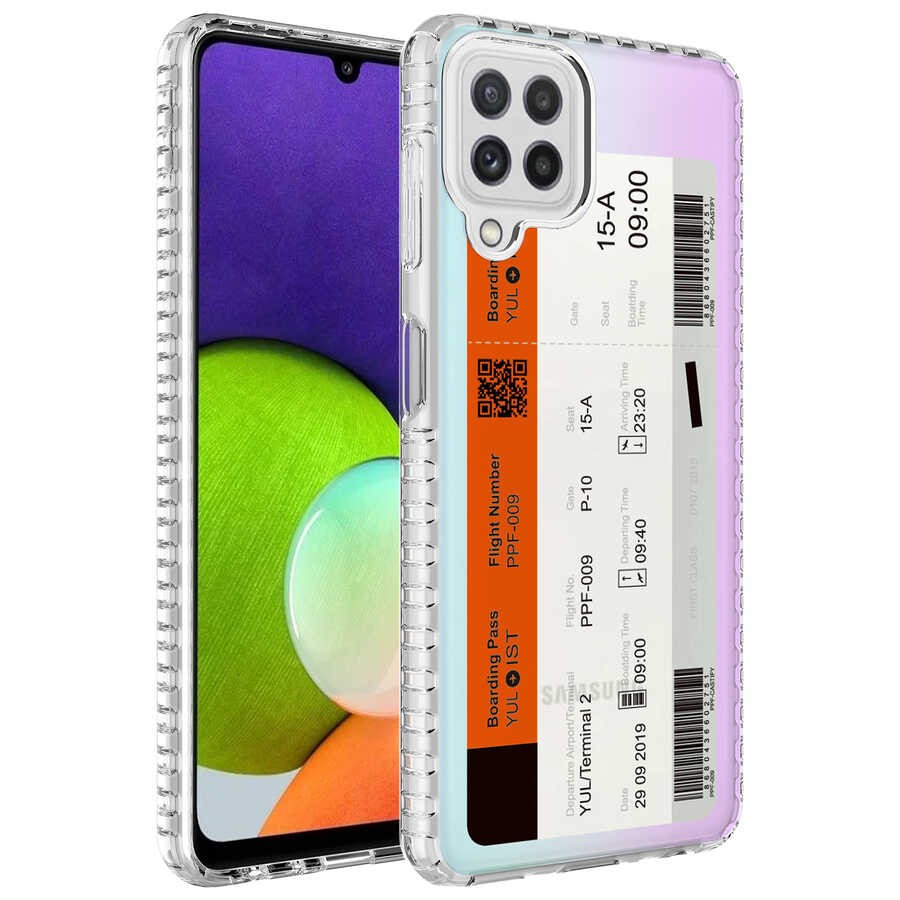 Galaxy A12 Airbag Kenarlı Renkli Desenli Silikon Zore Elegans Kapak