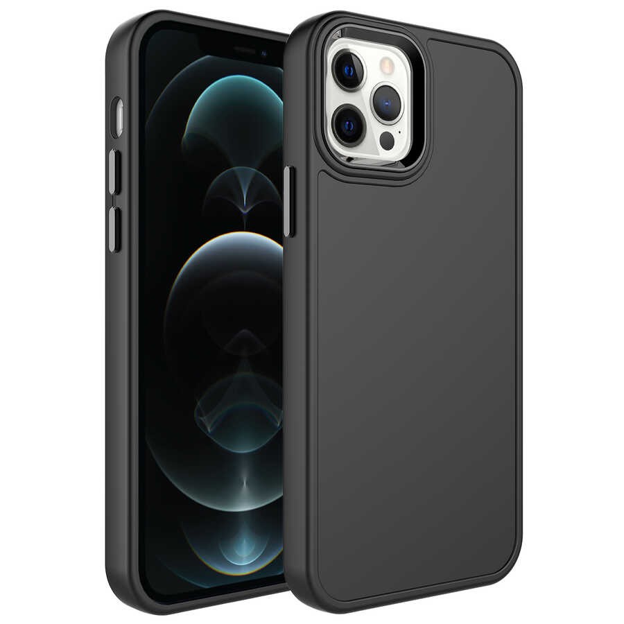 iPhone 14 Pro Max Metal Çerçeve ve Buton Tasarımlı Sert Zore Botox Kılıf