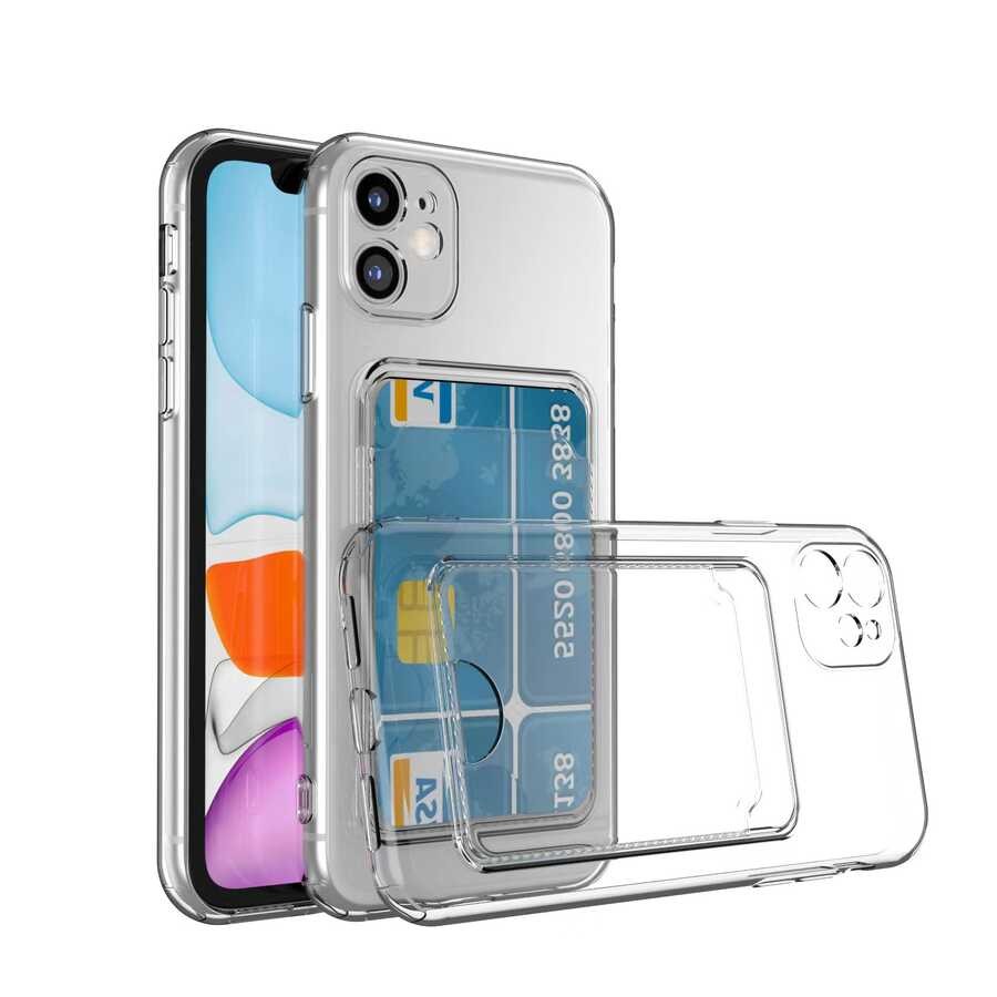 iPhone 12 Kartlıklı Şeffaf Zore Setra Clear Silikon Kılıf