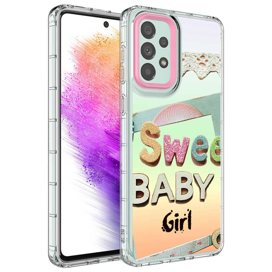 Galaxy A73 Kamera Korumalı Renkli Desenli Sert Silikon Zore Korn Kılıf