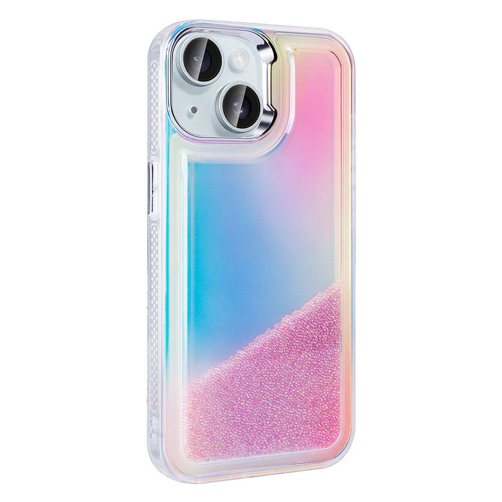 iPhone 13 Case with Airbag Colorful Back Surface Bead Design Rona Sand Cover