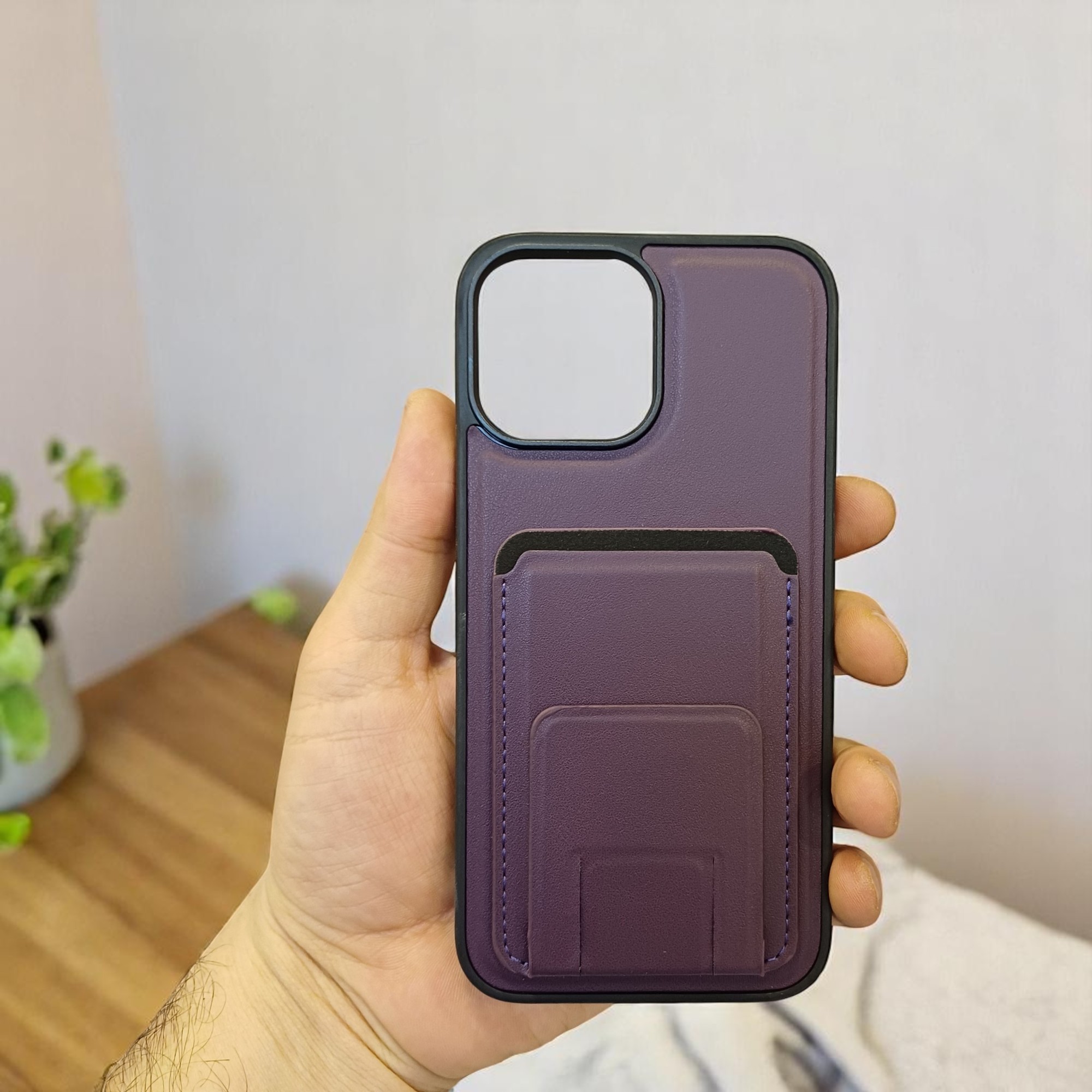iPhone 12/12 Pro Uyumlu Kartlıklı Stand Özellikli Snx Pu Deri Kılıf