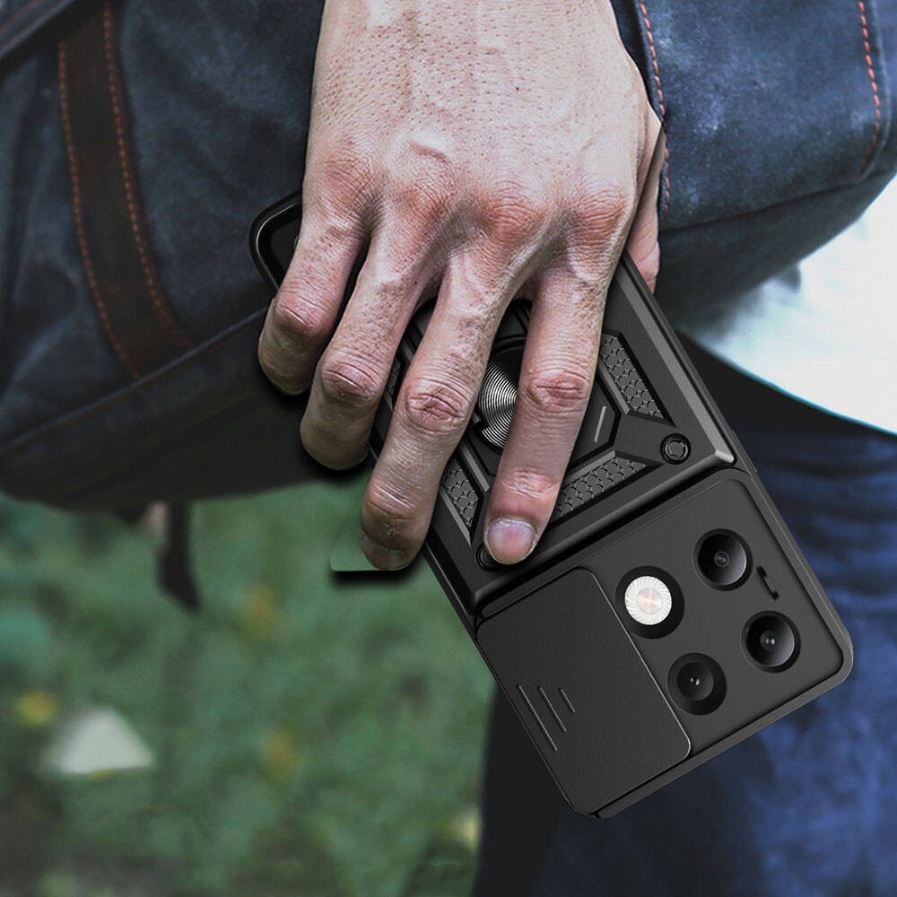 Xiaomi Redmi Note 13 4G Kılıf Magnetik Standlı Kamera Korumalı Zore Sürgülü Vega Kılıf