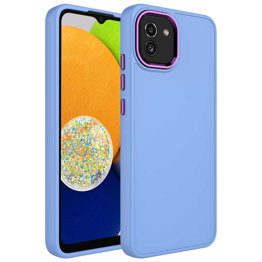 Galaxy A03 Metal Çerçeve ve Buton Tasarımlı Silikon Zore Luna Kapak