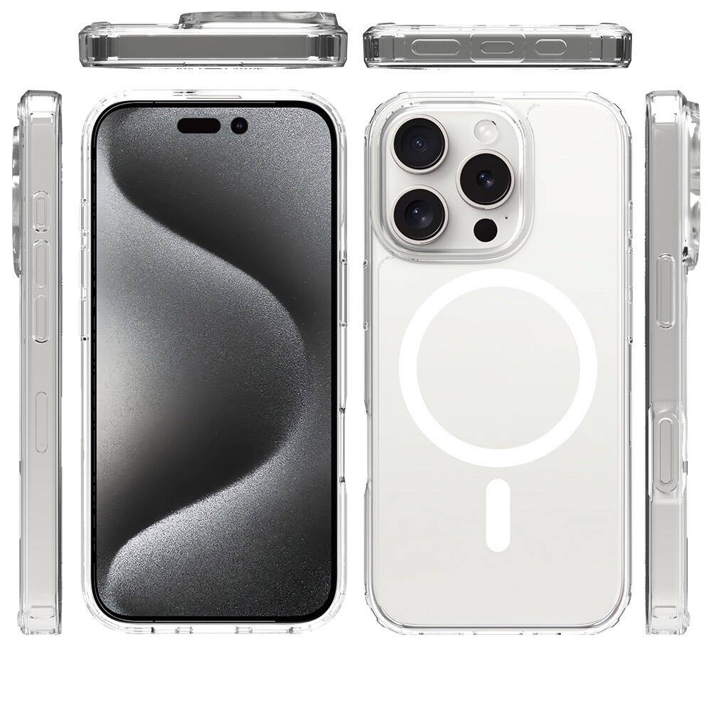 iPhone 16 Pro Max Magsafe Şarj Özellikli Şeffaf Sert PC Zore Embos