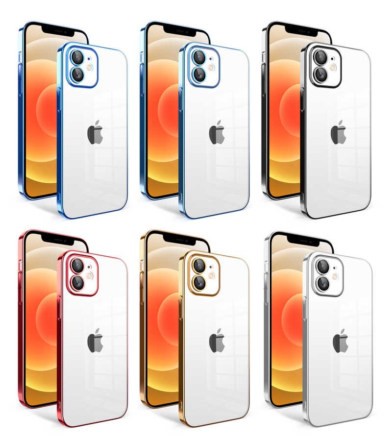 iPhone 12 Kamera Korumalı Renkli Çerçeveli Zore Garaj