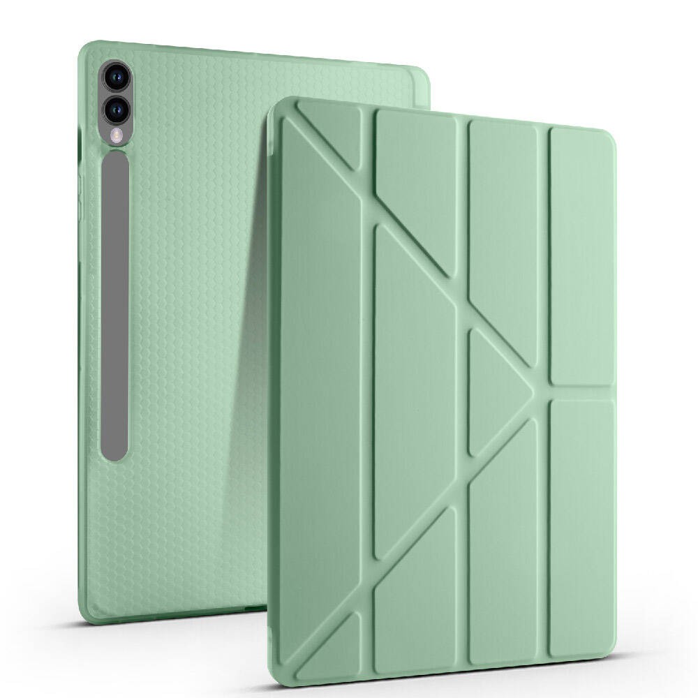 Galaxy Tab S9 FE Plus  Zore Tri Folding Kalem Bölmeli Standlı