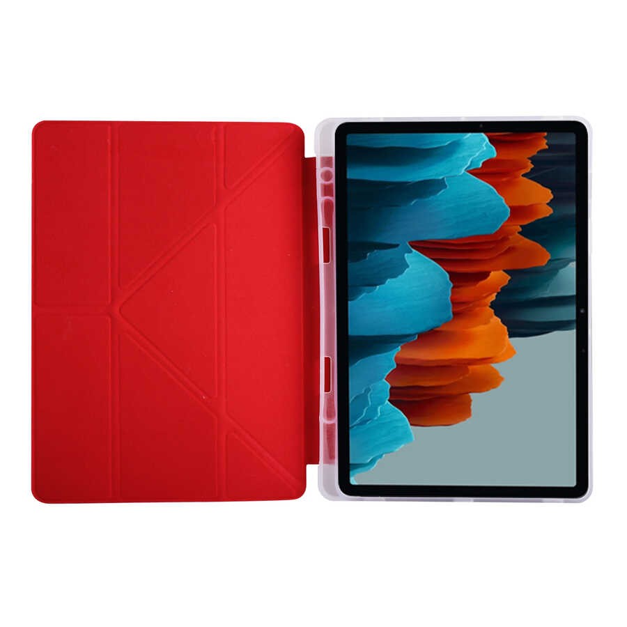 Galaxy Tab S7 Plus T970  Zore Tri Folding Kalem Bölmeli Standlı