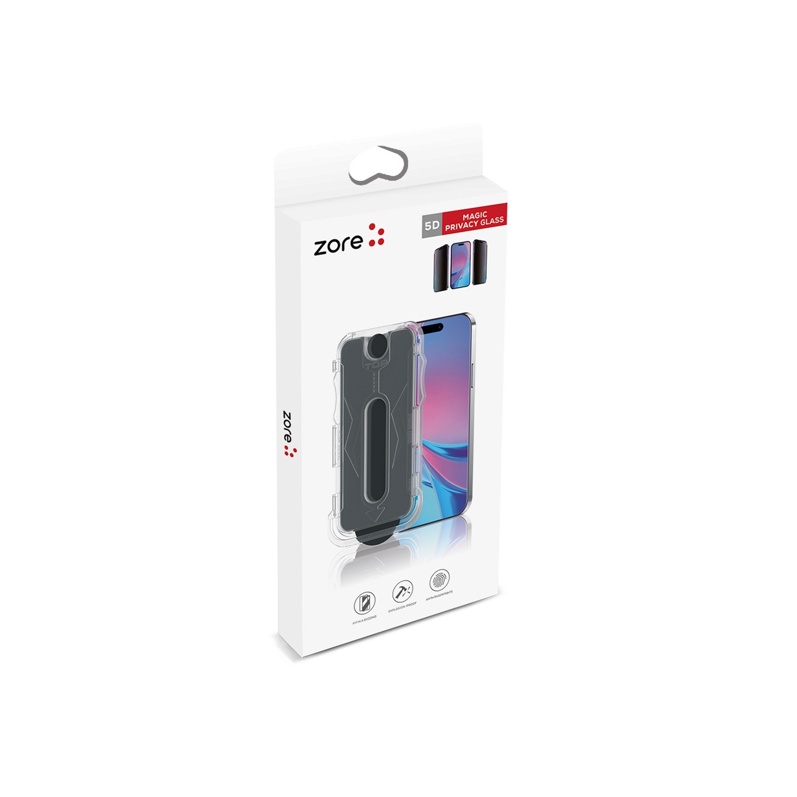 iPhone 12 Pro Max Zore Kolay Uygulama Aparatlı 5D Magic Privacy Glass Hayalet Cam Ekran Koruyucu