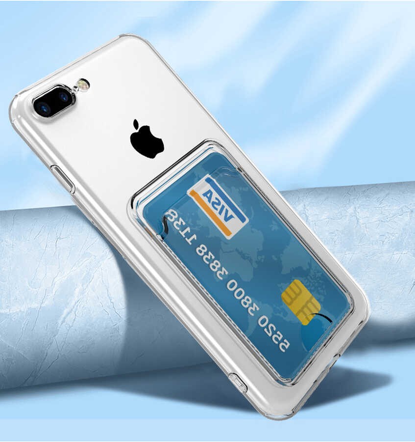 iPhone 8 Kartlıklı Şeffaf Zore Setra Clear Silikon Kılıf