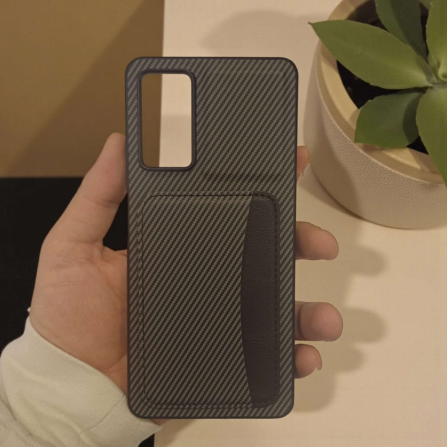 Xiaomi Redmi Note 11 Pro Uyumlu Rona MagCarbon Fiber Doku Manyetik Kılıf + Kartlık Cüzdan