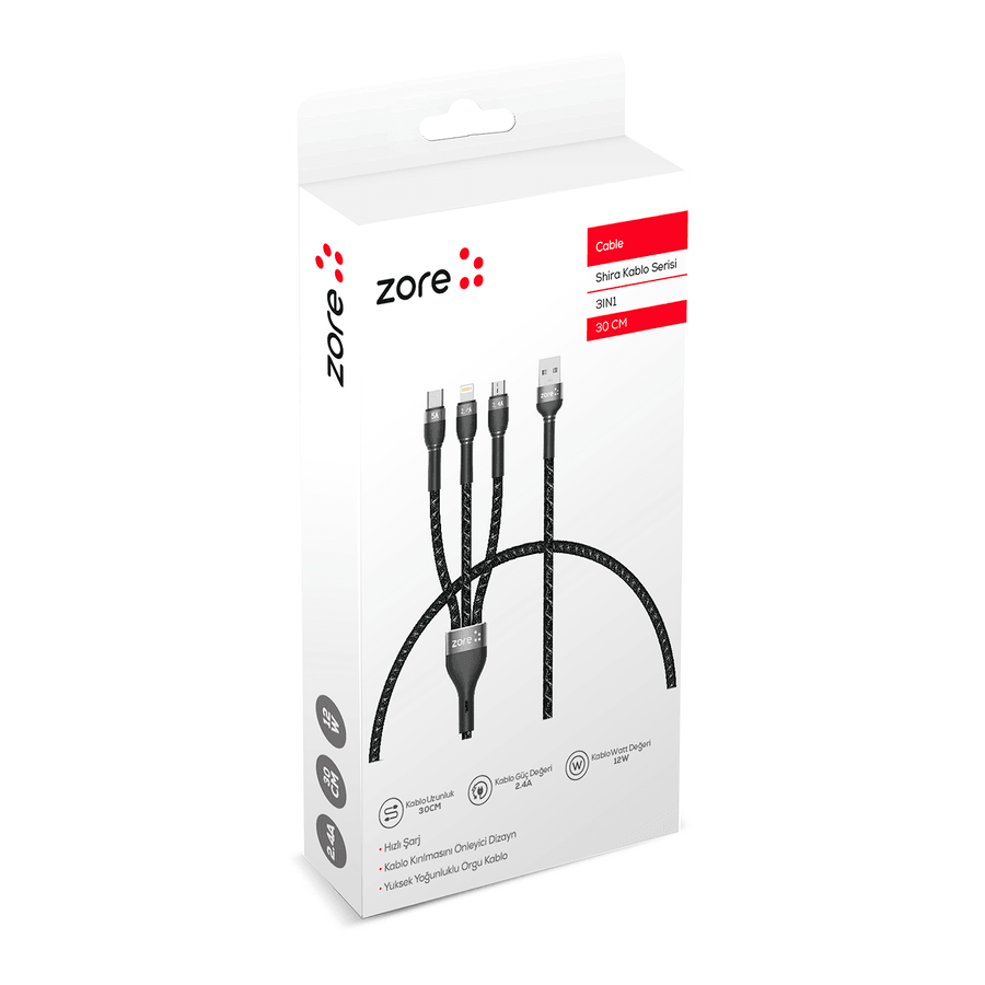 鈥媄ore Shira Series 3in1 USB Cable 30cm