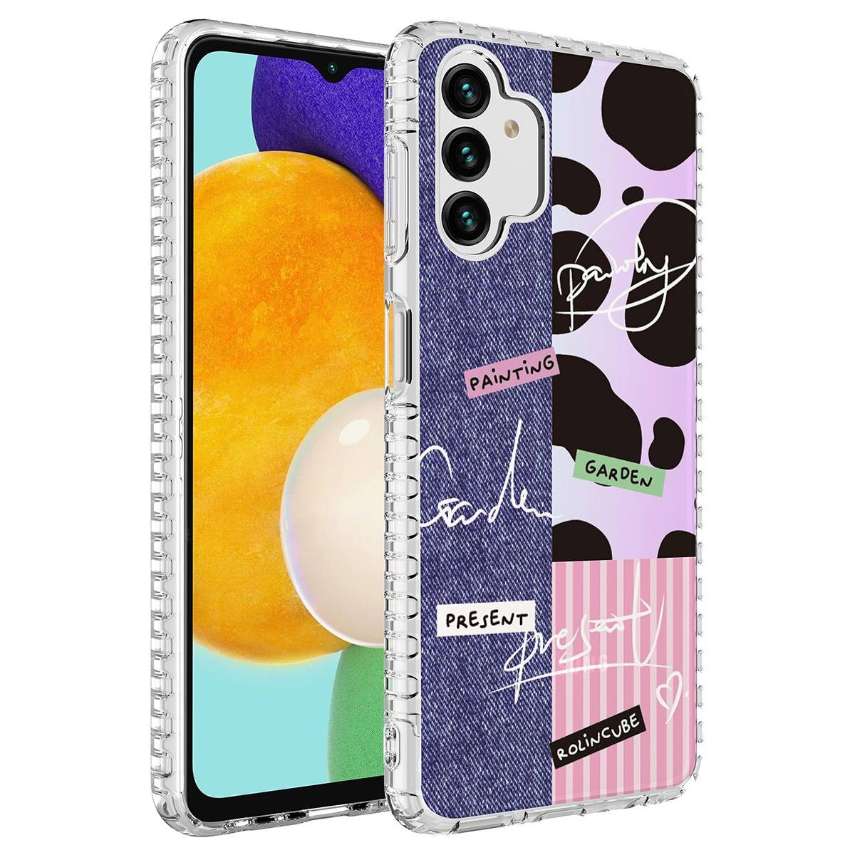 Galaxy A04S Airbag Kenarlı Renkli Desenli Silikon Zore Elegans Kapak