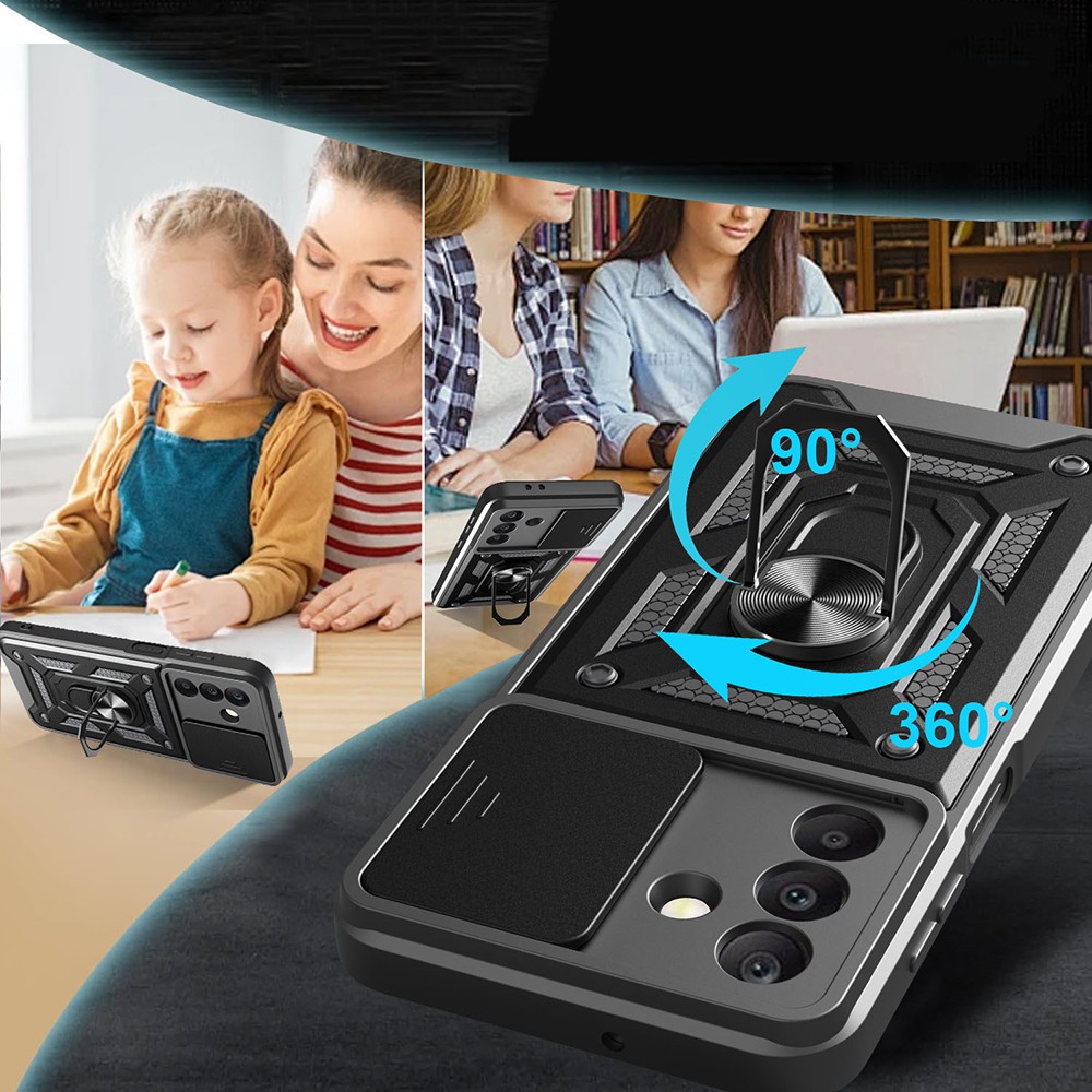 Galaxy A17 Kılıf Magnetik Standlı Kamera Korumalı Zore Sürgülü Vega Kapak