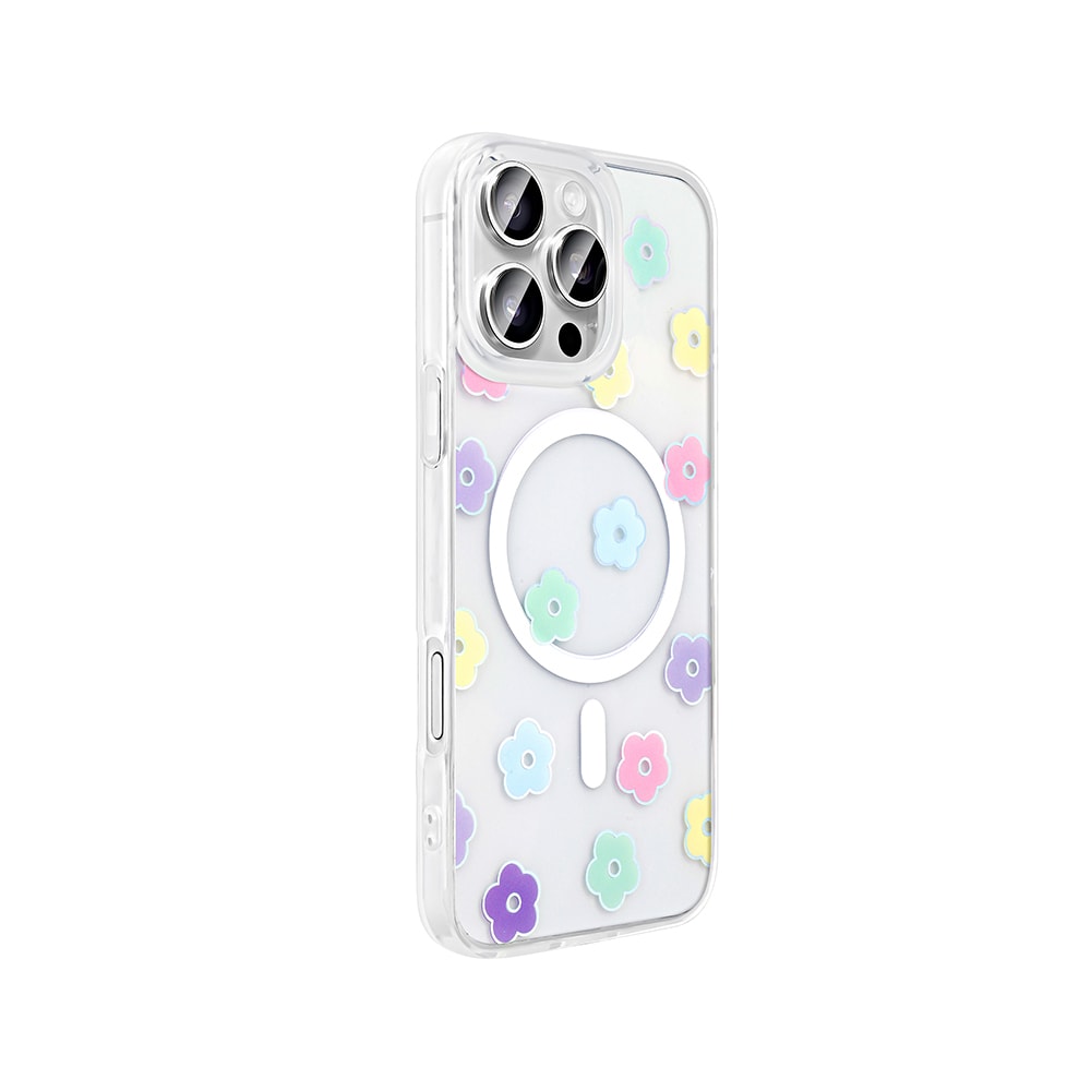 Apple iPhone 16 Pro Kılıf M-Safe Şarj Özellikli Şeffaf Zore Folk Sert Kapak