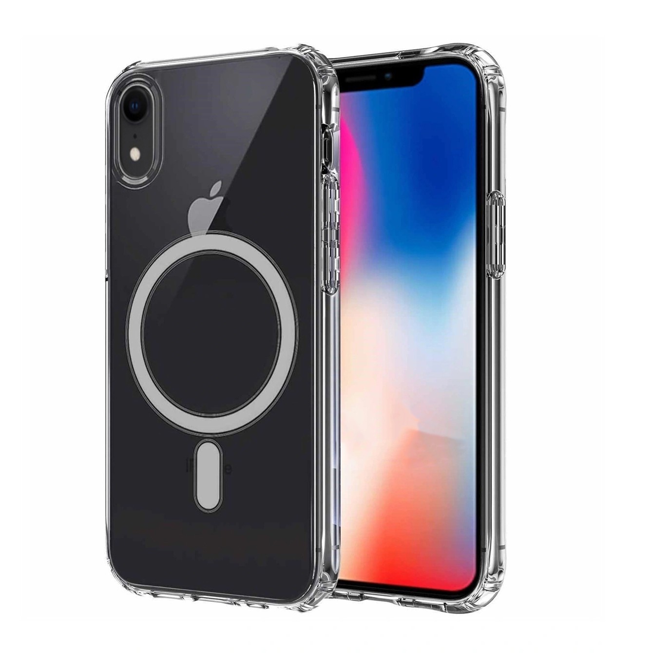 iPhone XR 6.1 Magsafe Şarj Özellikli Şeffaf Sert PC Zore Embos