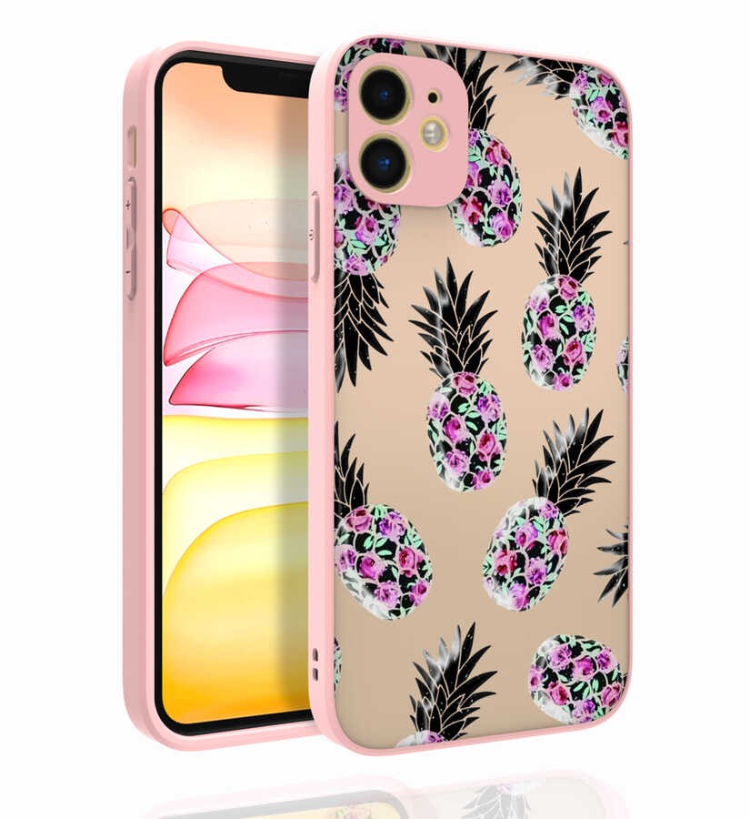 iPhone 11 Compatible Patterned Camera Protected Glossy Rona Viola Case