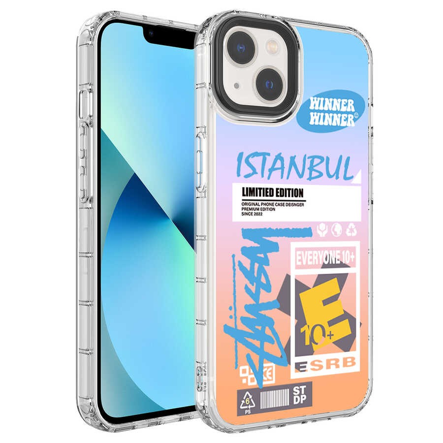 iPhone 13 Compatible Camera Protected Colorful Patterned Hard Silicone Rona Patterned Case