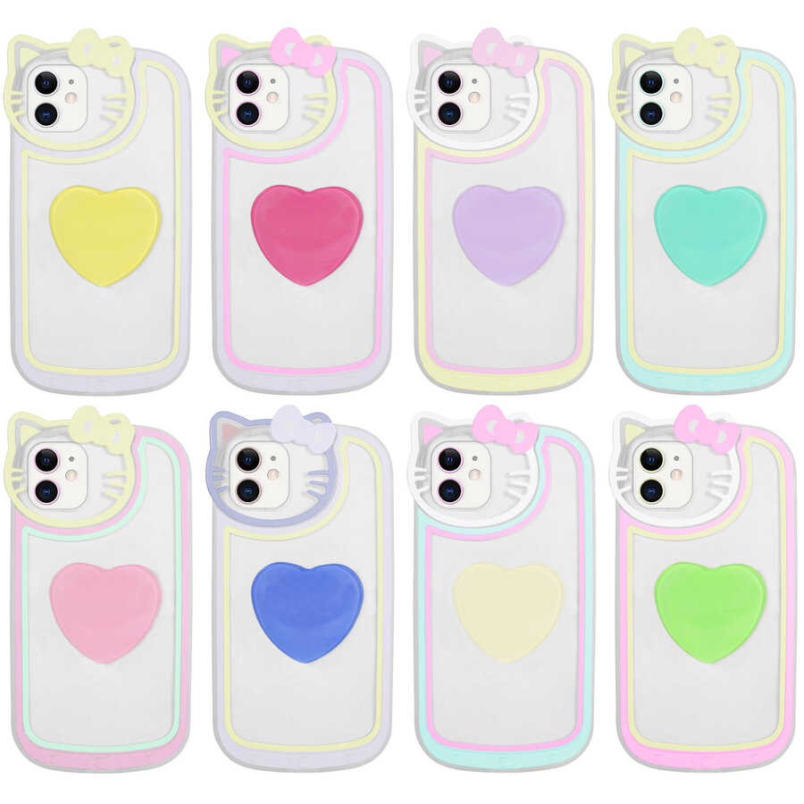 iPhone 11 Uyumlu Kedi Figürlü Transparan Pop Soketli Rona Ritmik Kılıf