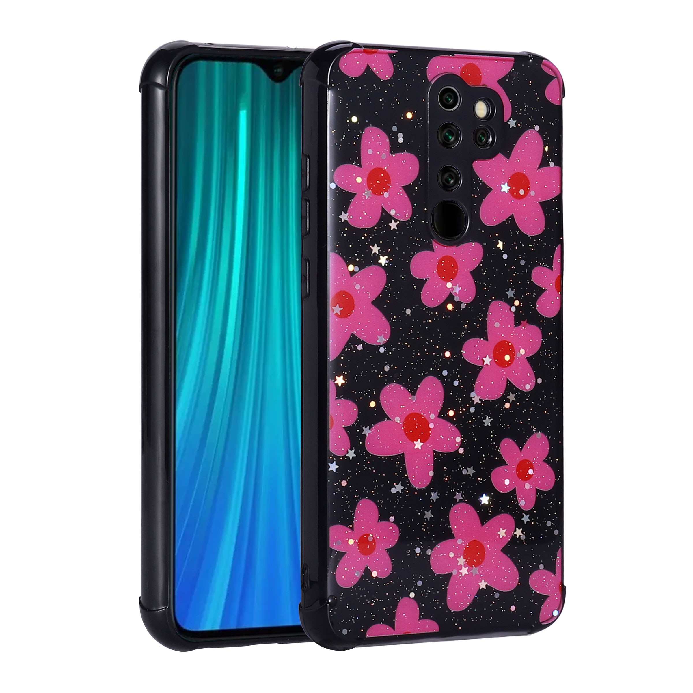 Xiaomi Redmi Note 8 Pro Simli Desenli Kamera Korumalı Parlak Zore Popy Kılıf