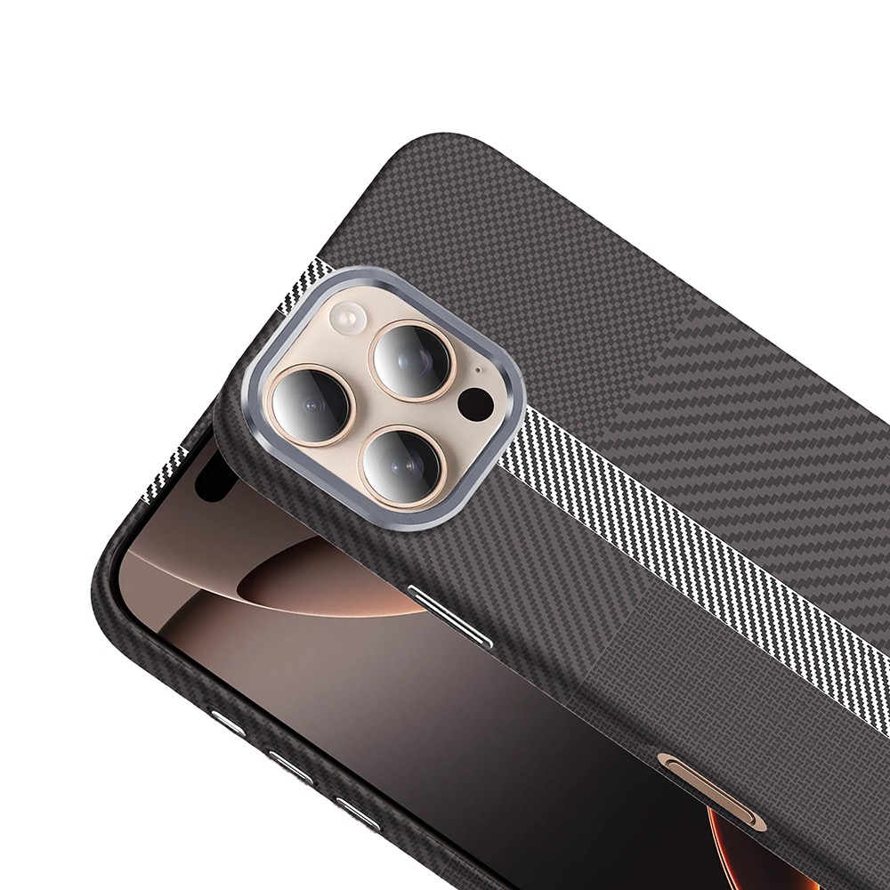 Apple iPhone 16 Pro Max Kılıf M-safe Şarj Özellikli Karbon Fiber Görünümlü Zore Gros Kapak