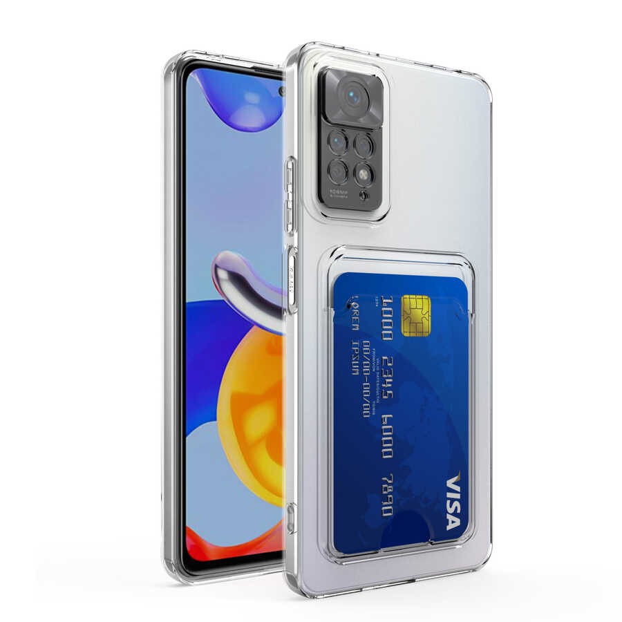 Xiaomi Redmi Note 11 Global Kartlıklı Şeffaf Zore Setra Clear Silikon Kılıf