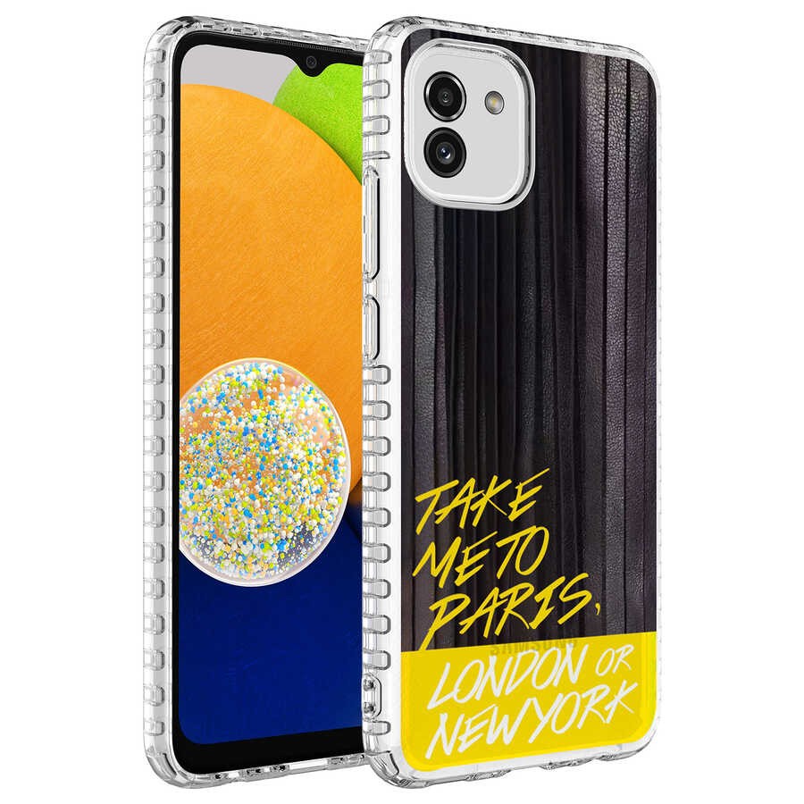 Galaxy A03 Airbag Kenarlı Renkli Desenli Silikon Zore Elegans Kapak