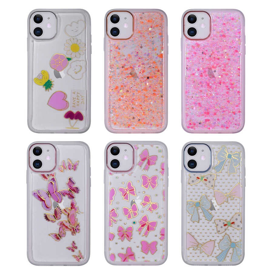 iPhone 11 Figürlü Desenli Işıltılı Sert Zore Sos
