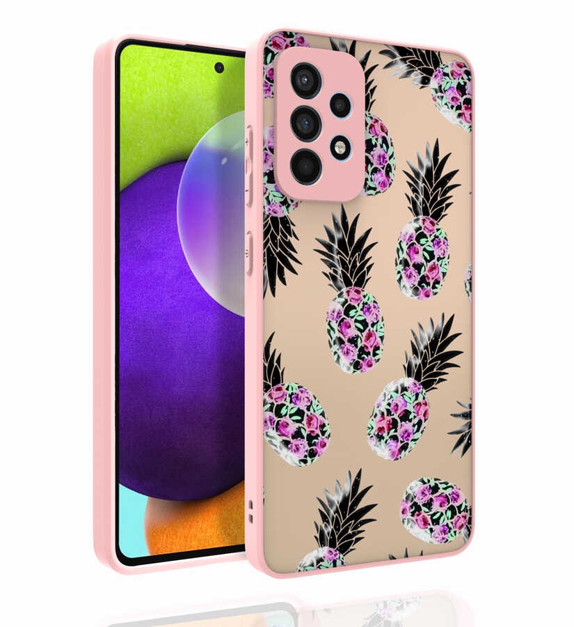 Galaxy A52 Desenli Kamera Korumalı Parlak Zore Nora Kapak