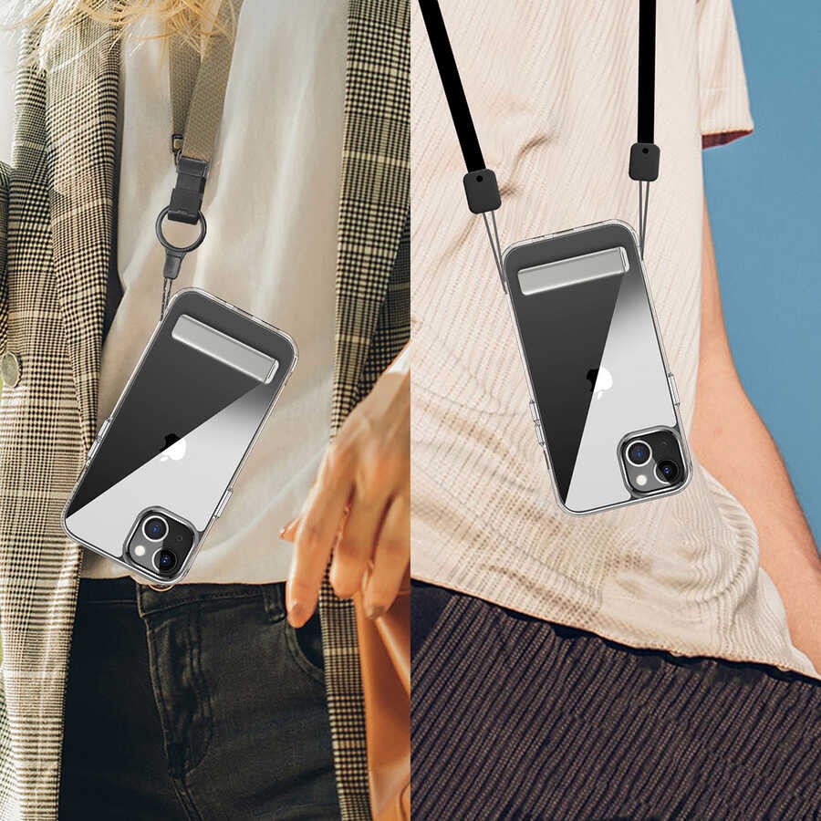 iPhone 14 Standlı Şeffaf Silikon Zore L-Stand