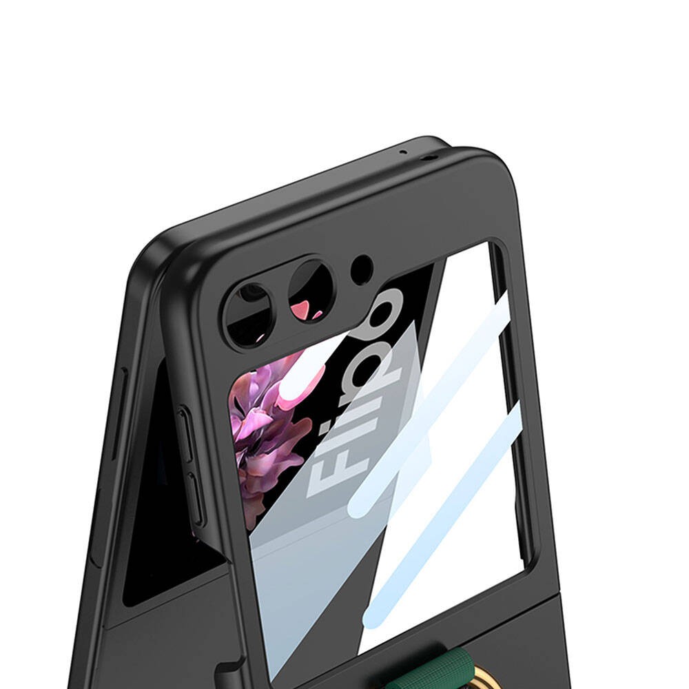 Galaxy Z Flip 6 Case with Camera Protection Ring Zore Flip Ring K谋pta Cover