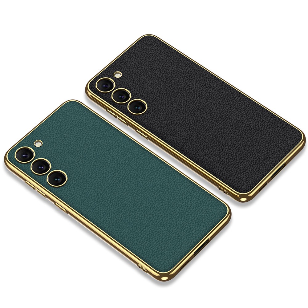 Galaxy S23 Plus Deri Görünümlü Kenarları Elektroplating Kaplama Zore Fizyon